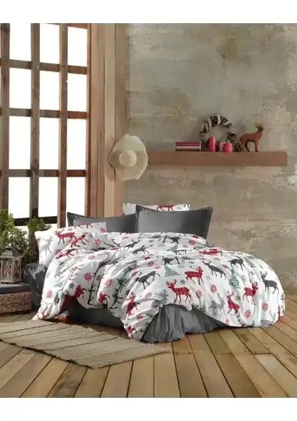 Yılbaşı Temalı Geyik Desenli Nevresim Takımı Konfor ve Şıklık Sunar