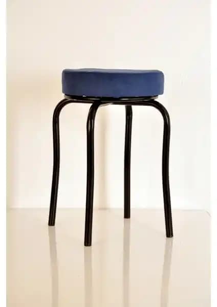 Yılmaz Masacılık 2'li Lacivert Tay Tüyü Siyah Profil Metal Tabureler Modern ve Dayanıklı Tasarım