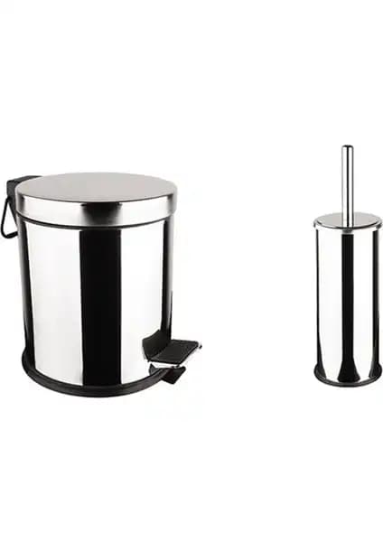 Ytk 5 Lt Çöp Kovası ve Klozet Fırçası Seti Modern ve Dayanıklı Banyo Aksesuarları
