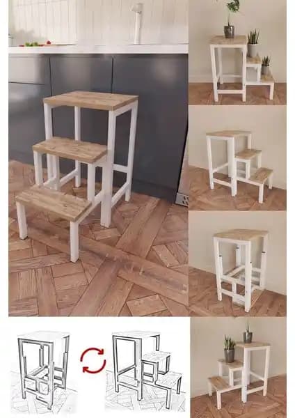 Yüceer Home Katlanabilir Metal Ahşap Merdiven: Çok Amaçlı Kullanım ve Dayanıklılık Özellikleri