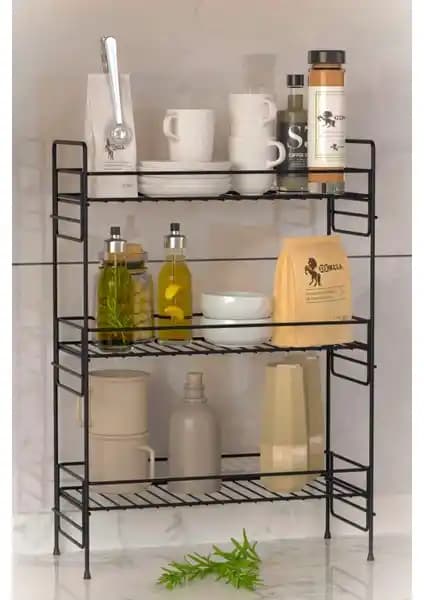 Zabata 3 Katlı Metal Mutfak ve Banyo Rafı Şık ve Çok Amaçlı Depolama Çözümü