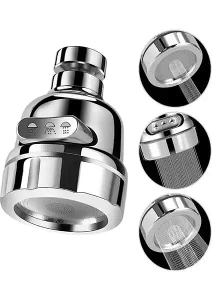 Zemus 3 Kademeli Krom Kaplama Musluk Başlığı Modern Tasarım ve Fonksiyonellik