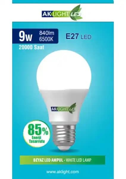 Ak Light 9W Beyaz Işık E-27 LED Ampul: Enerji Verimli ve Uzun Ömürlü Aydınlatma Çözümü