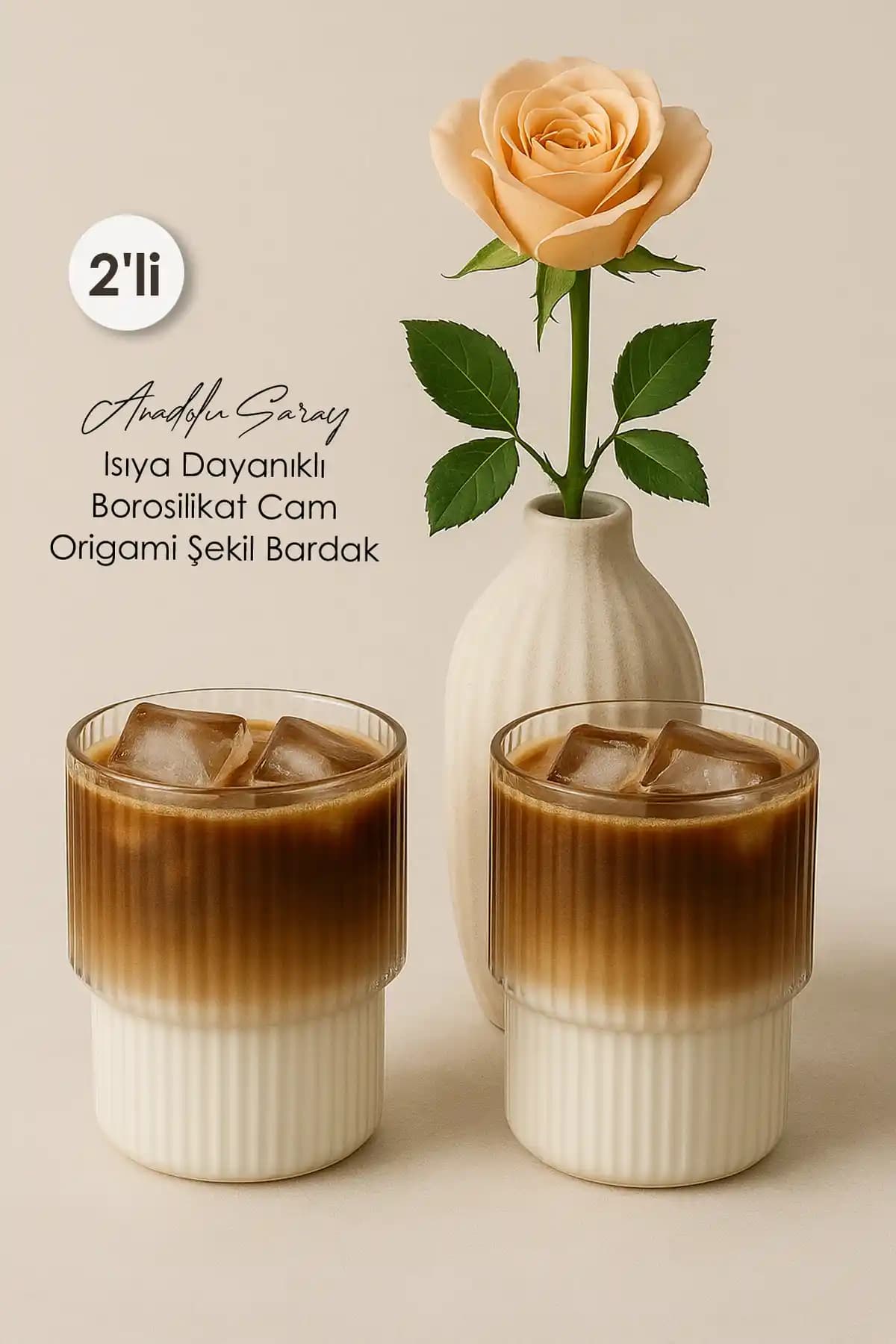 Anadolu Saray 2'li Borosilikat Cam Bardak Seti Isıya Dayanıklı ve Modern Tasarım