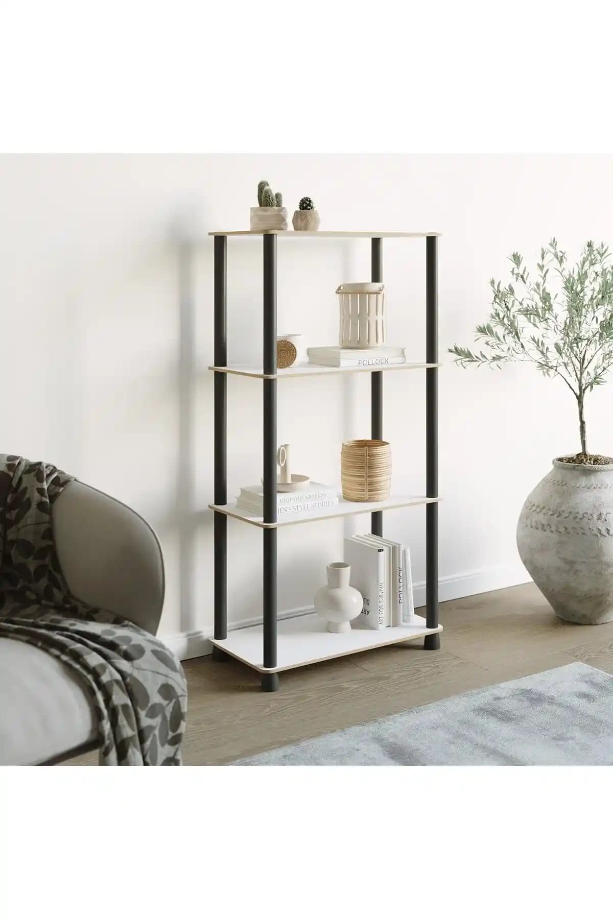 ATA HOME Çok Amaçlı 3 Raflı Ahşap Kitaplık Modern Dekoratif Tasarım ve Kullanım Özellikleri