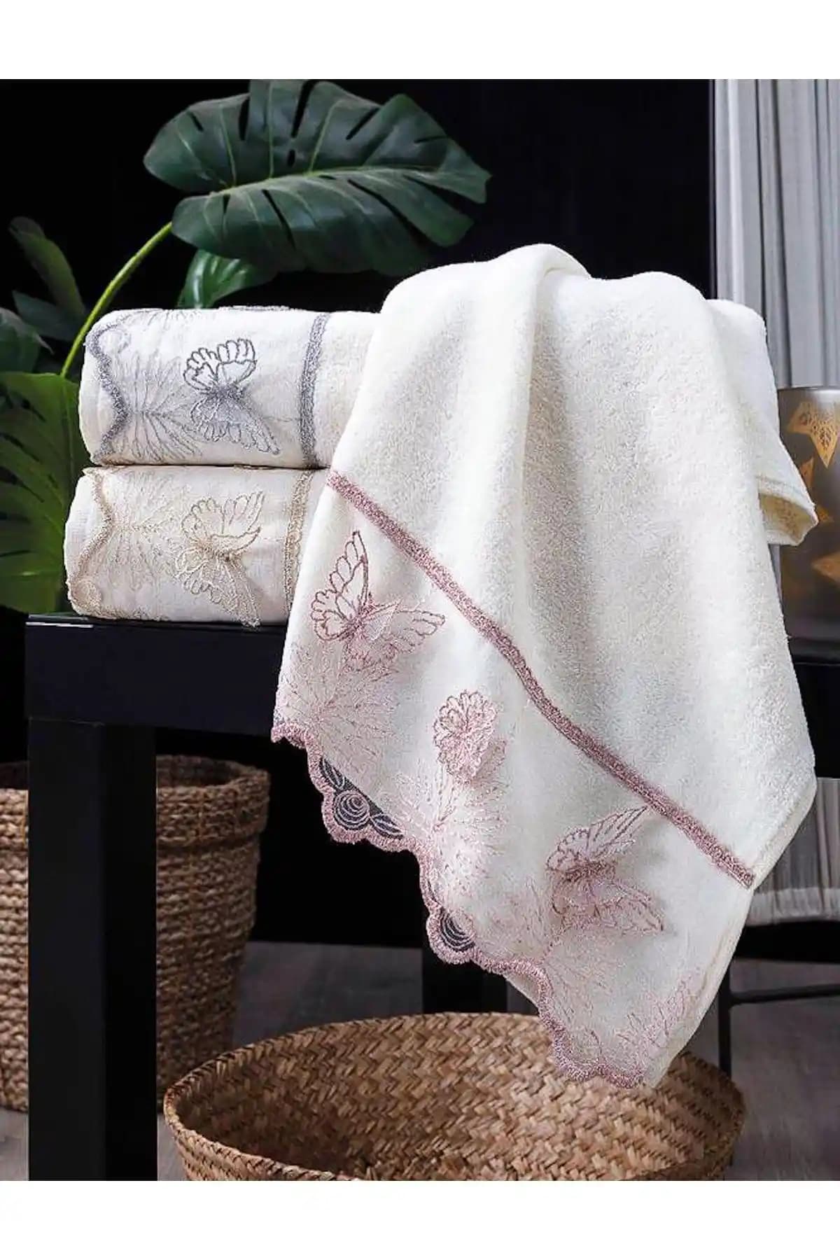 Ayhanhome Üçlü Pamuklu Havlu Seti Modern ve Şık Banyo Dekorasyonu İçin Uygun