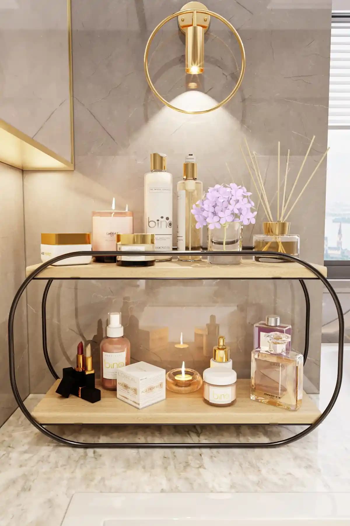 Bino Çok Amaçlı Oval Banyo ve Mutfak Düzenleyici Raf Modern ve Şık Tasarım