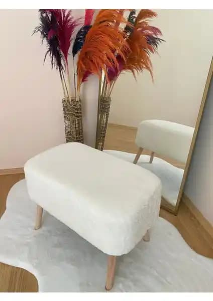 Bounteous Ahşap Ayaklı Dikdörtgen Puf ve Own Home Oval Teddy Kumaş Puf Karşılaştırması