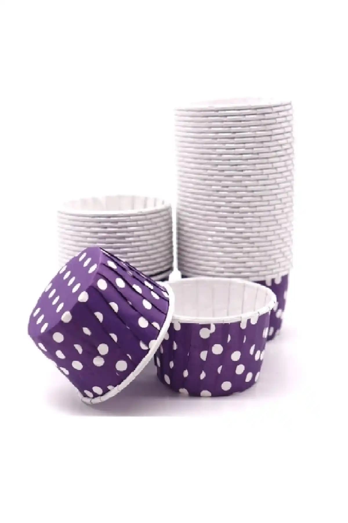 Genel Markalar Mor Puantiyeli Kağıt Muffin Kek Kapsülü 50 Adet Pratik ve Estetik Mutfak Çözümü