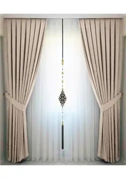 İ.D İpek Dokuma Bej Pileli Kadifemsi Fon Perde: Estetik ve Dayanıklı Tasarım Özellikleri