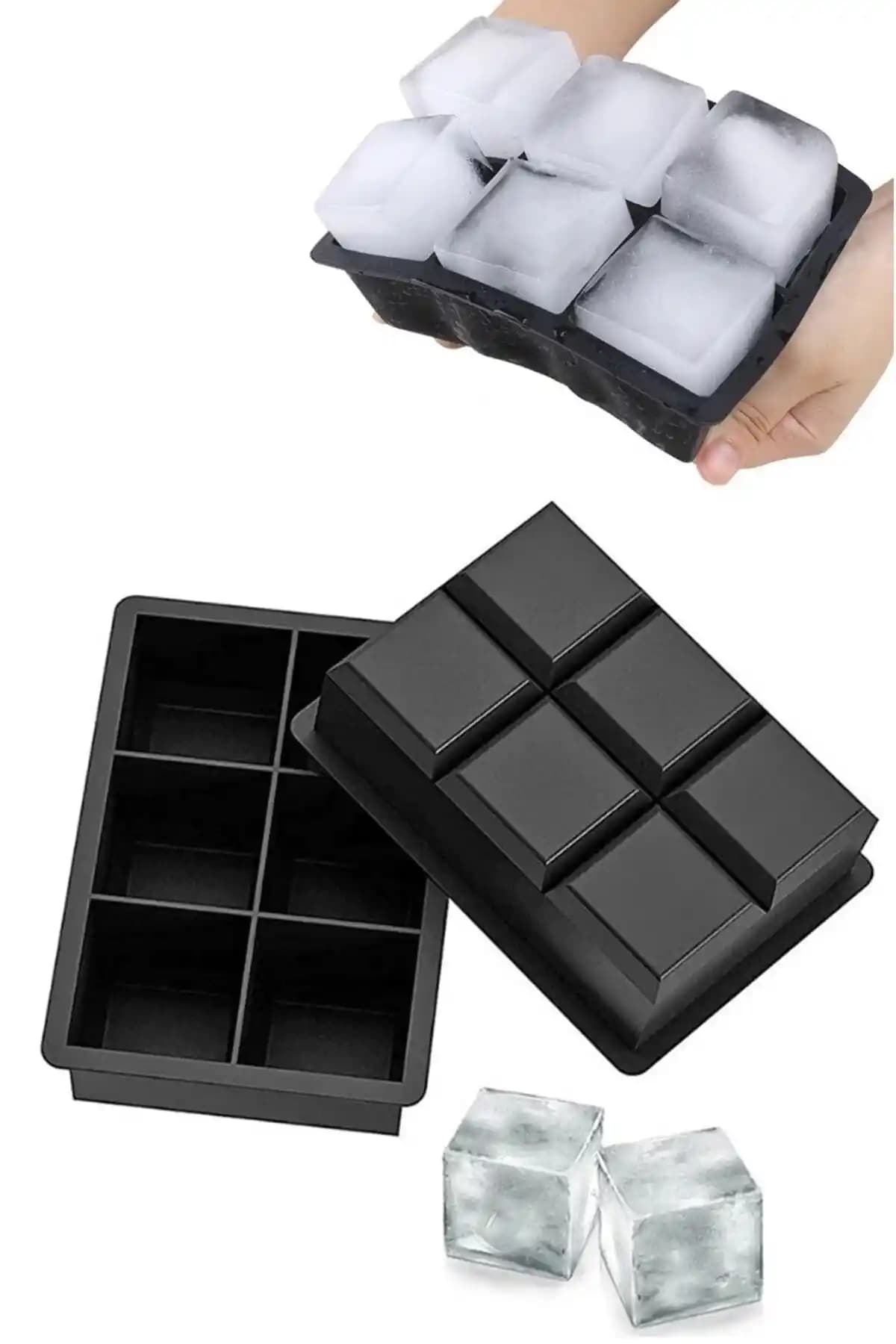 Kitchen Beauty 6 Bölmeli Büyük Boy Silikon Buz Kalıbı Modern ve Kullanışlı Tasarım
