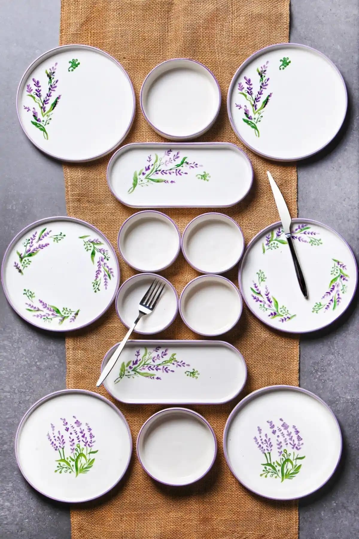 Kitchen Life 14 Parça Mor Seramik Kahvaltı Takımı 6 Kişilik Şık ve Dayanıklı Tasarım