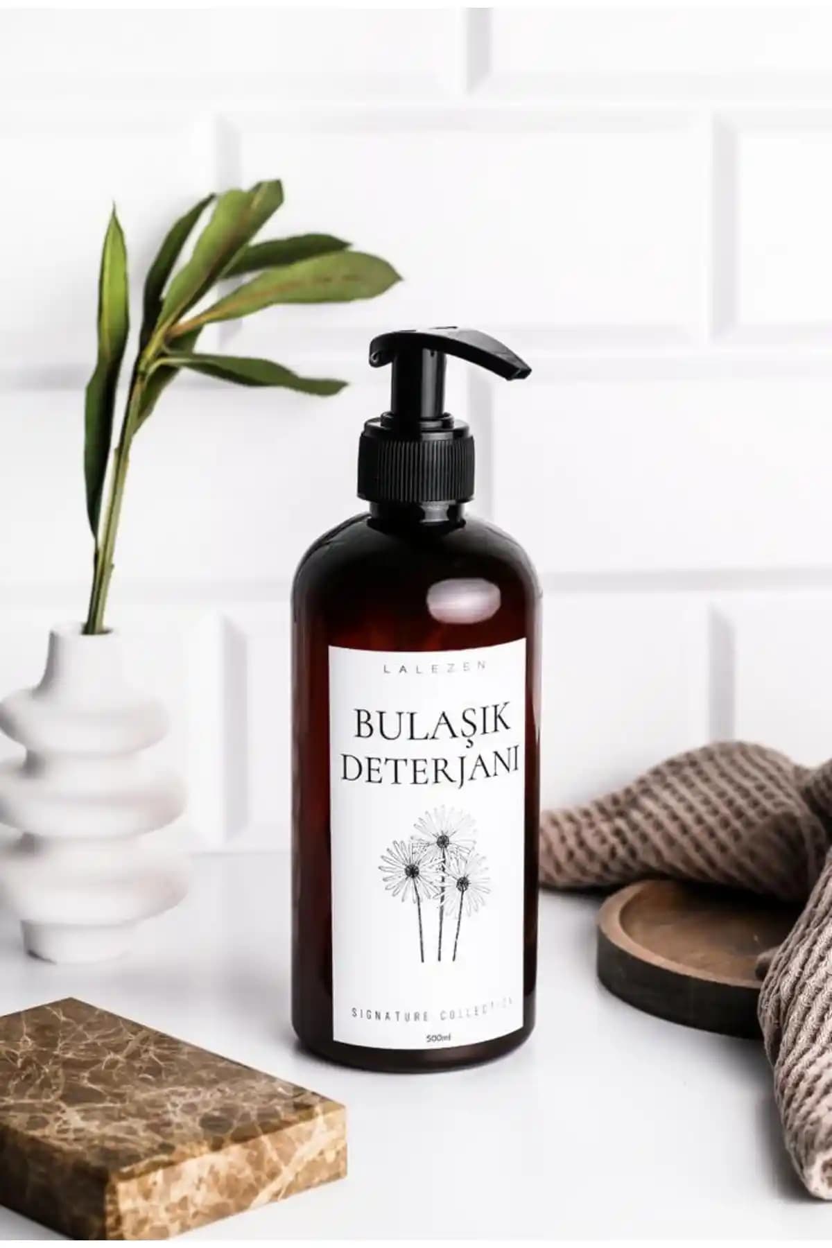 LALEZEN HOME Plastik Amber Bulaşık Deterjanı Şişesi 500ml Estetik ve Dayanıklı Tasarım