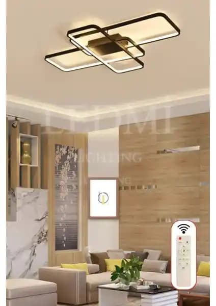 Ledmi Lighting Siyah Dikdörtgen Tavan LED Avizesi Modern Tasarım ve Çok Fonksiyonlu Aydınlatma