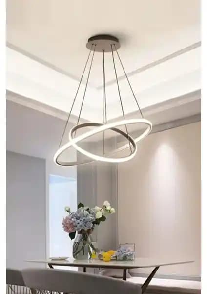 Legacy Rings Modern Tasarım Gri Renk LED Avize ile Şık ve Fonksiyonel İç Mekan Aydınlatması