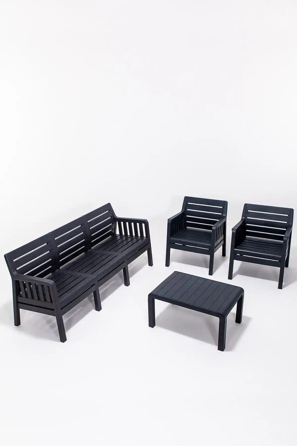 Modern Lara Mindersiz Oturma Grubu: Dayanıklı ve Şık Dış Mekan Mobilyası