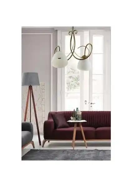 Ömür Betül Modern Eskitme Kasa Beyaz Camlı İkili Avize - Şık ve Fonksiyonel Aydınlatma