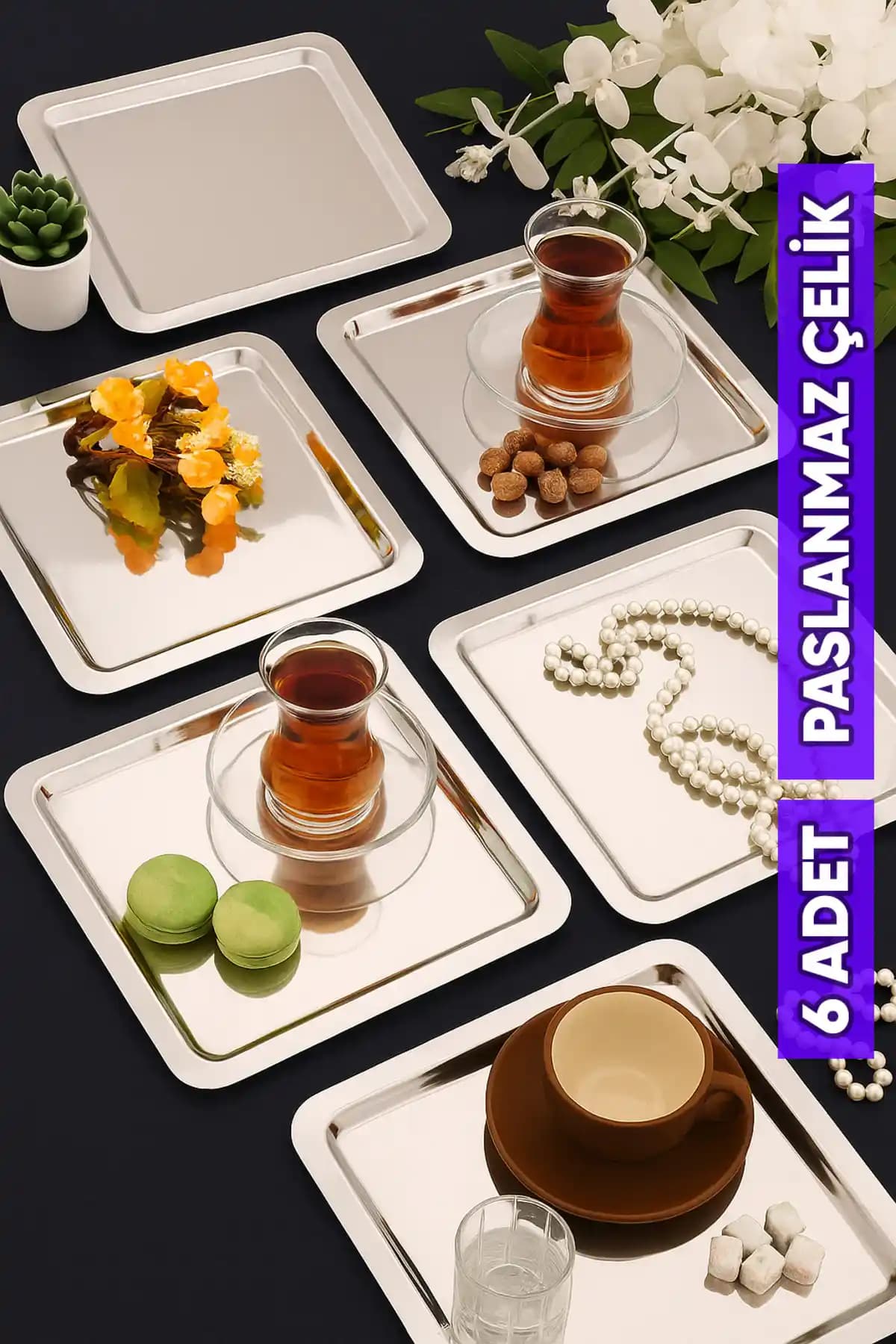 Orlen Paslanmaz Çelik Kahve Sunum Tepsisi: Şık ve Dayanıklı Modern Servis Çözümü