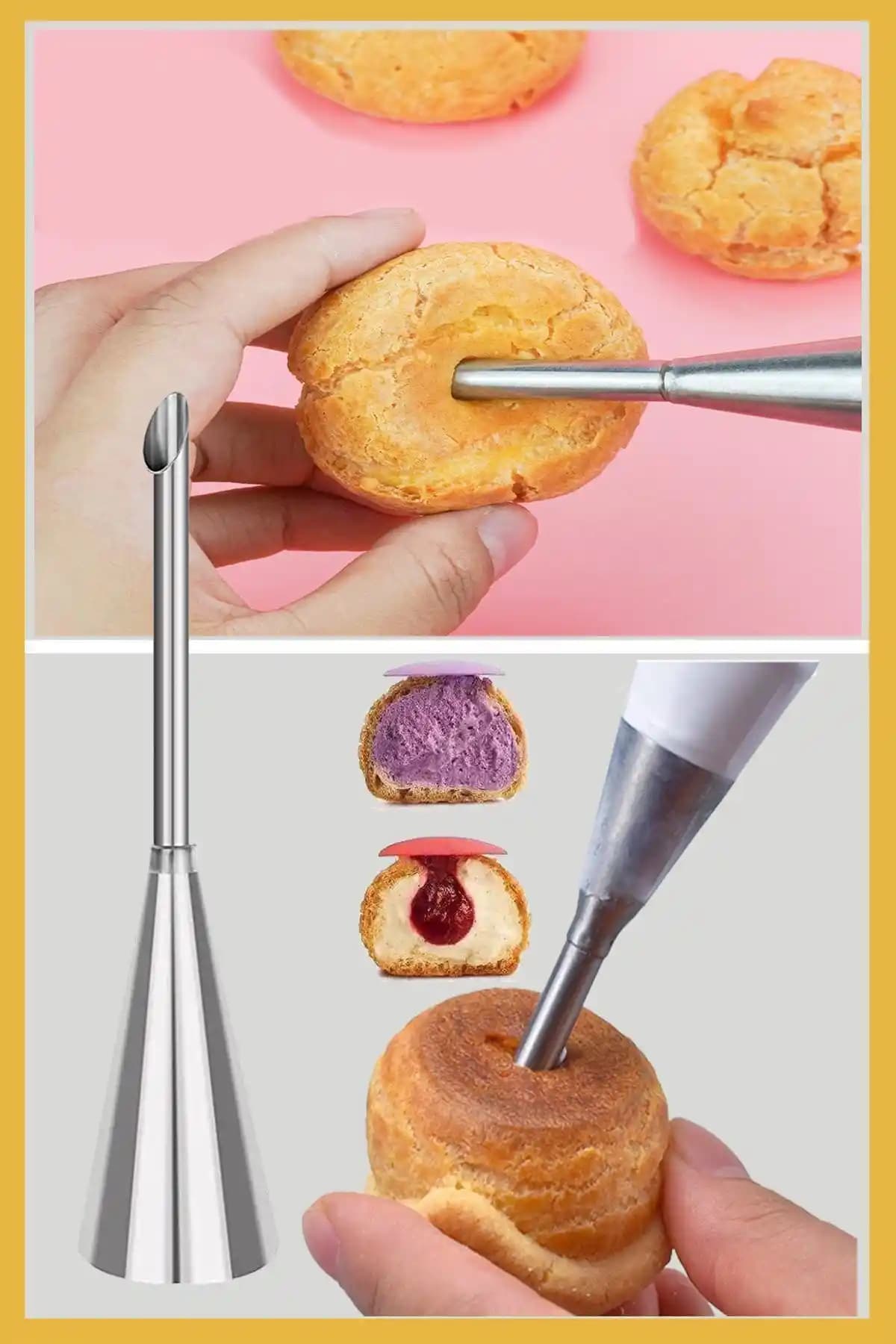 Paslanmaz Çelik Krema Sıkma Ucu Profesyonel ve Dayanıklı Mutfak ve Pastacılık Kullanımı