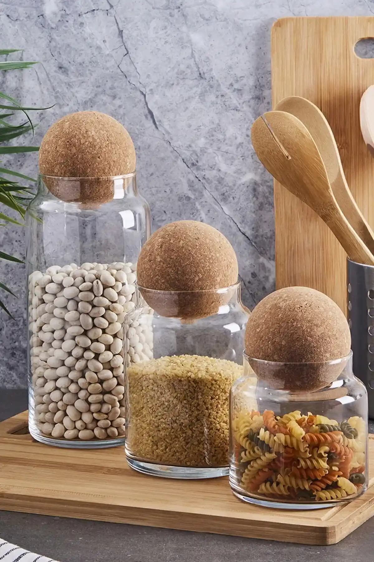 Perotti Sughero Top Mantar Kapaklı Cam Kavanoz ve Baharat Seti ile Mutfak Düzeninizi Geliştirin