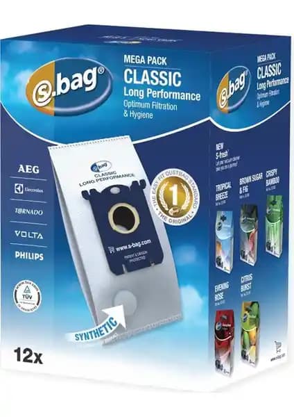 Philips ve Electrolux Orijinal S-bag 12li Mega Paket: Dayanıklı ve Yüksek Performanslı Toz Torbaları