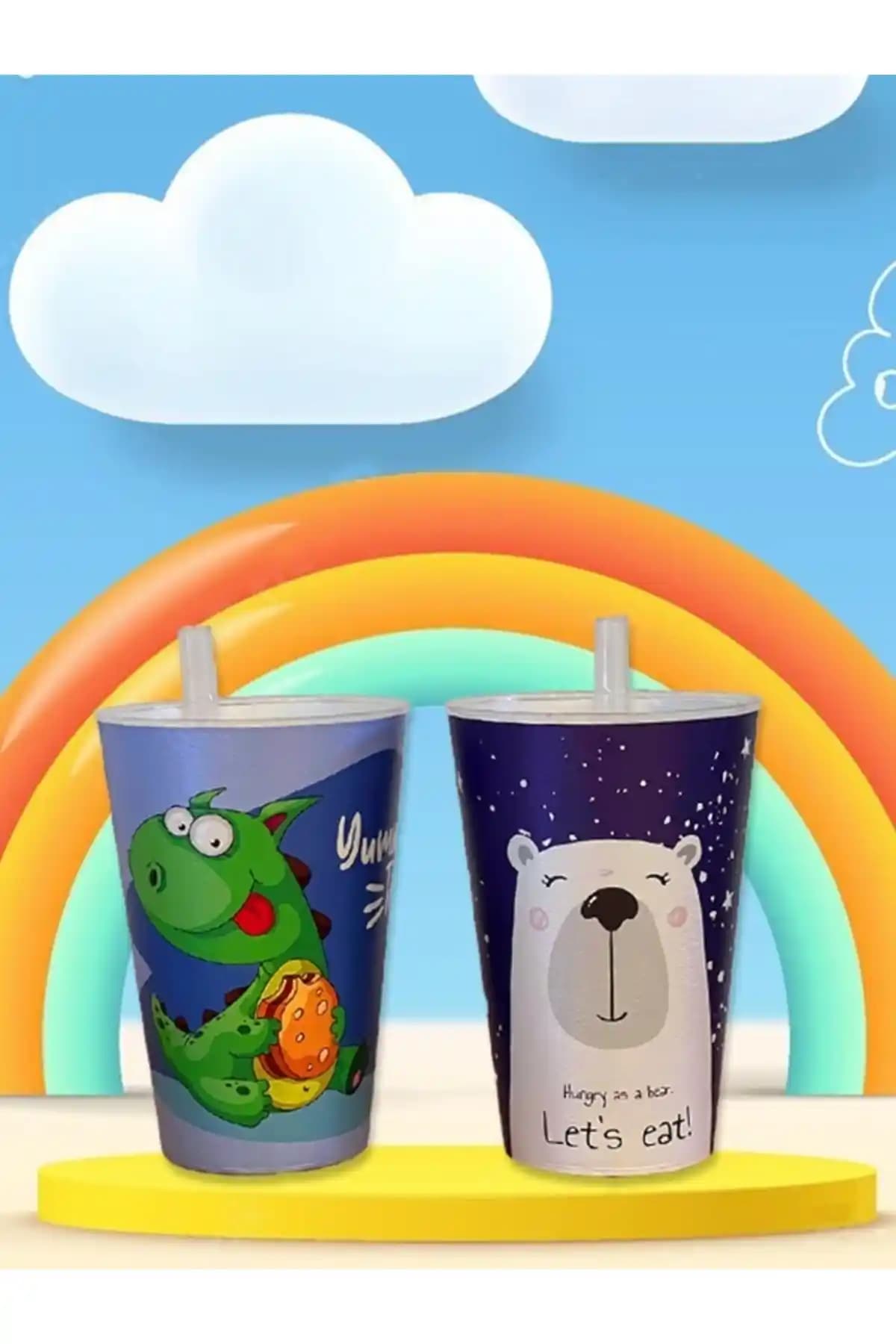 Pink Cat Kitchen Erkek Çocuklar İçin Pipetli ve Kâşımlı Bardak Seti 2'li Ürün Tanıtımı