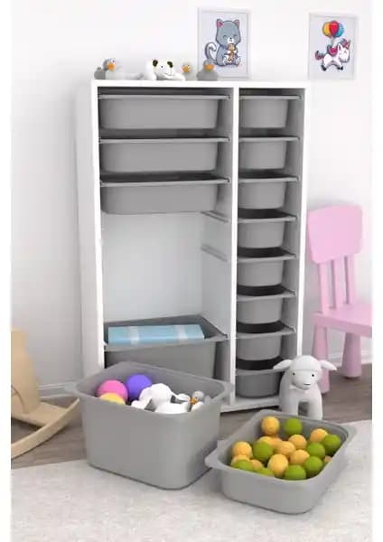 Pratico Rine 14 Sepetli Çok Amaçlı Oyuncak Dolabı Günlük Kullanım İçin Uygun ve Şık Tasarım