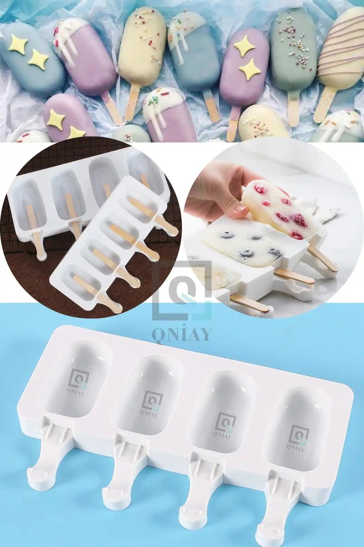 QNİAY Silikon Dondurma Kalıbı Magnum Modeli Sağlıklı ve Dayanıklı Mutfak Arkadaşı