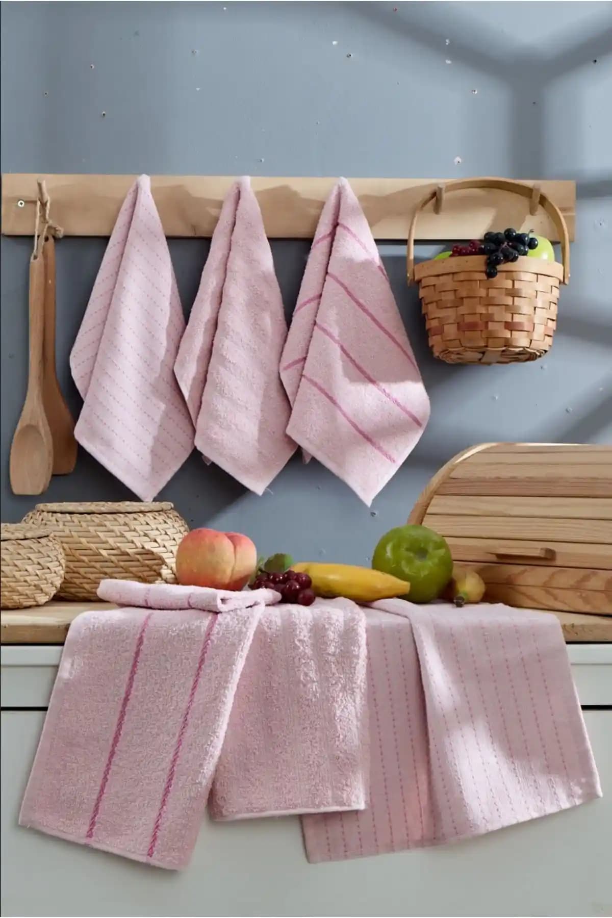 Rebeka Home Collection Pudra Renkli Sophia Mutfak Havlusu Seti 6'lı Fonksiyonel ve Estetik Tasarım