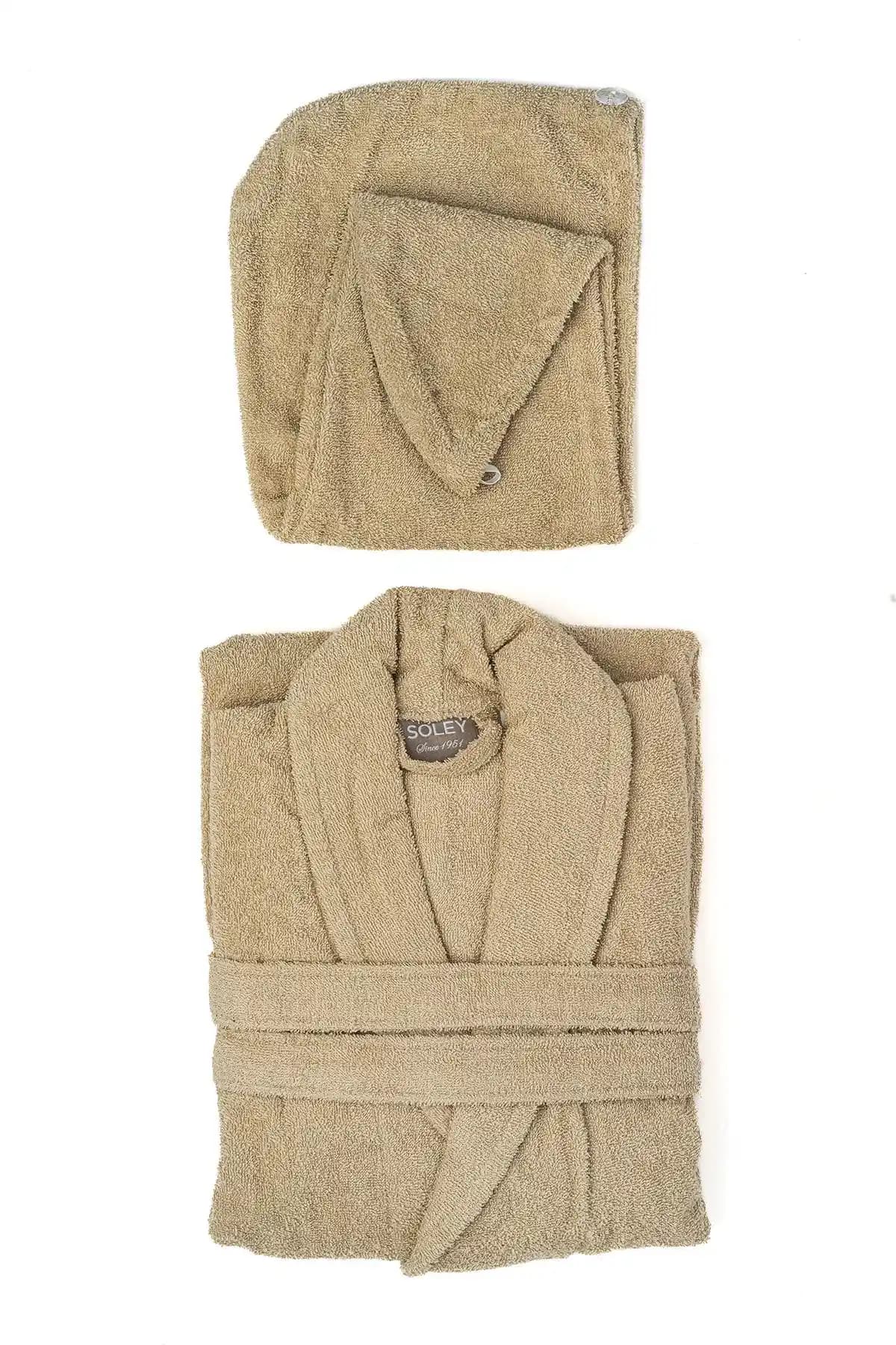 Soley Mayda Kadın Bornoz Seti %100 Pamuklu Yumuşak ve Hafif Tasarım