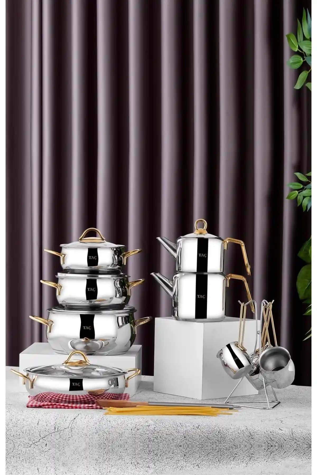 Taç Vallena 15 Parça Çelik Çeyiz Seti Gold ile Mutfakta Şıklık ve Fonksiyonellik