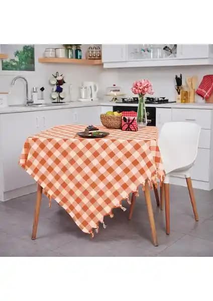 Vagonik Ekose Desenli Çok Amaçlı Masa Örtüsü 140x140 cm Şık ve Dayanıklı Tasarım