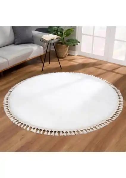 Valery Home Yuvarlak Peluş Halı Beyaz Modern Tasarım ve Konfor Özellikleri