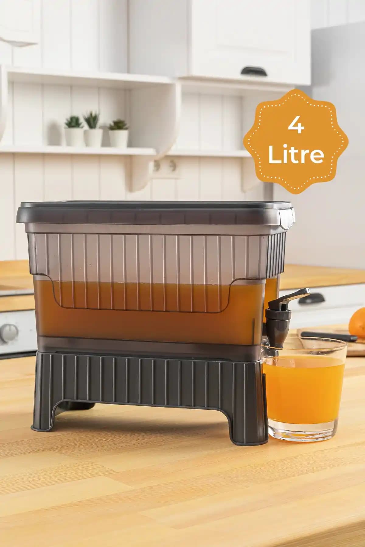Vienev 4 Litre Su ve Limonata Sebili Antrasit Modern ve Pratik Tasarım