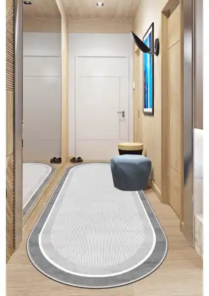 West Home Makinede Yıkanabilir Kaymaz Tabanlı Gri Oval Salon ve Mutfak Halısı Özellikleri ve Kullanım Alanları