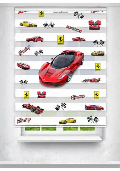 Çocuk Odası İçin Ferrari ve Sevimli Ayıcık Baskılı Perde Seçenekleri