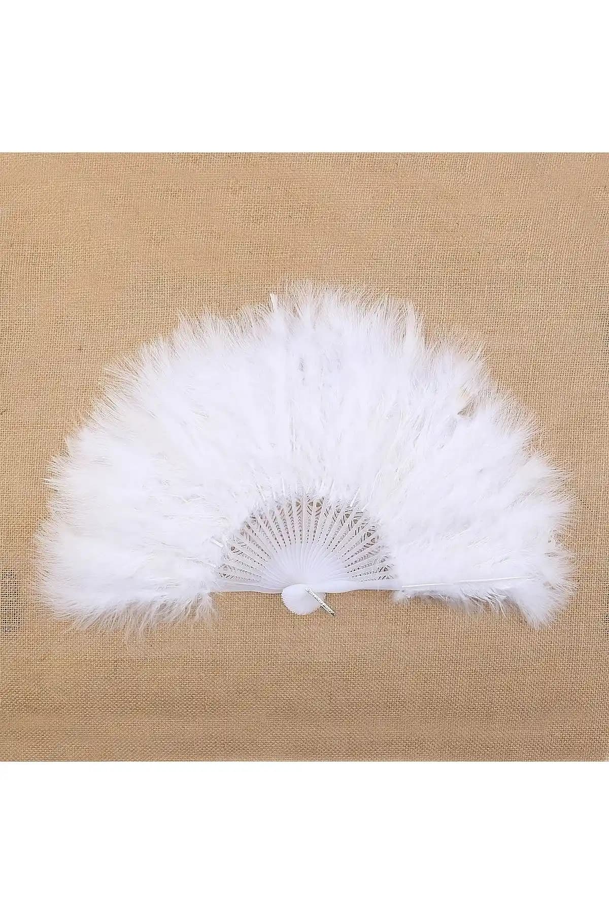 Beyaz Tüylü Gelin Yelpazesi: Düğün ve Özel Organizasyonlar İçin Şık Aksesuar