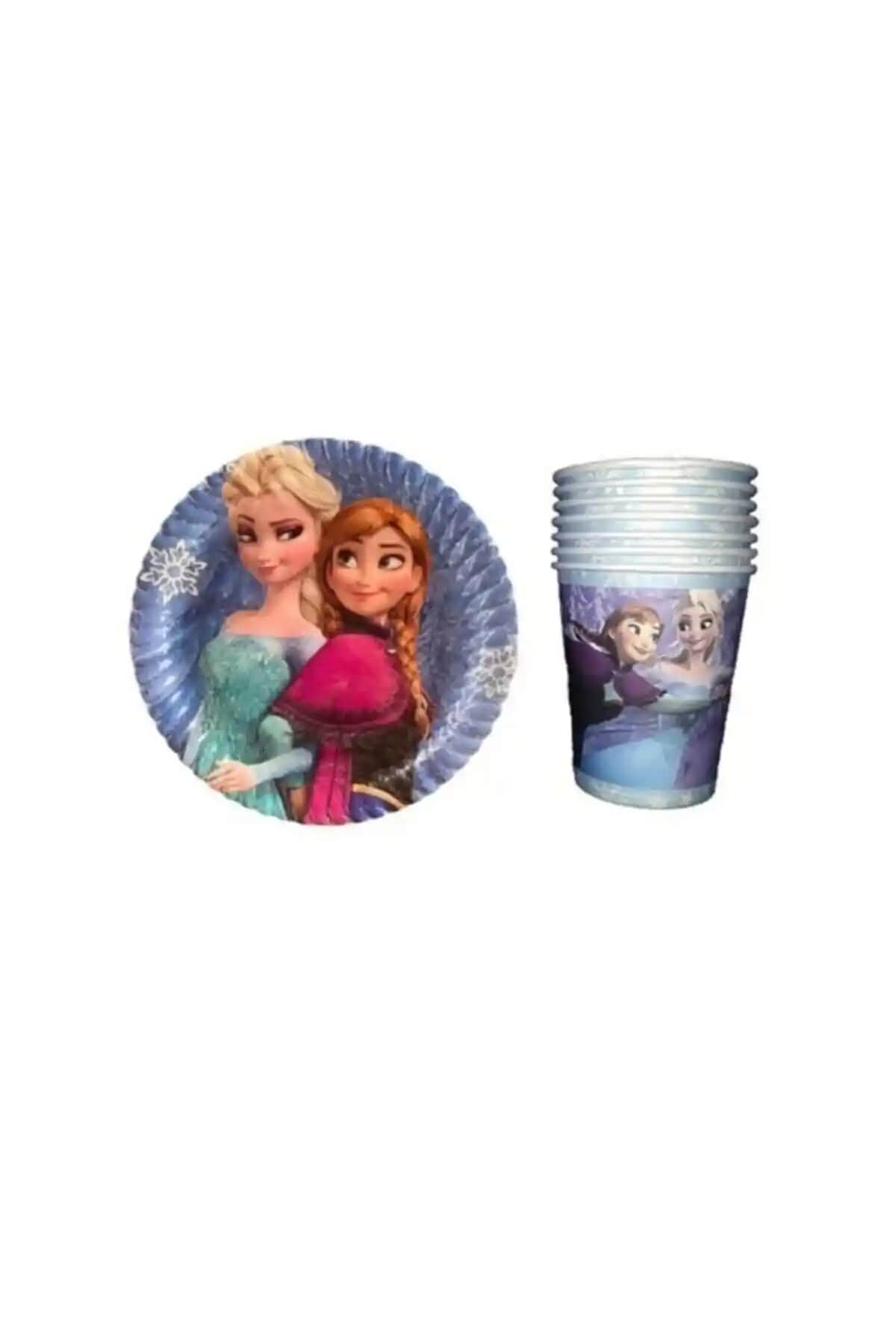 Frozen Elsa Temalı Çocuk Partisi Tabak ve Bardak Seti Yüksek Kaliteli ve Dayanıklı