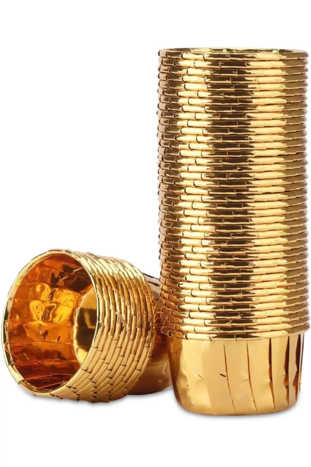 Parti Dolabı 25'li Gold Renkli Kağıt Muffin ve Sufle Kapsülleri Şık Sunumlar İçin