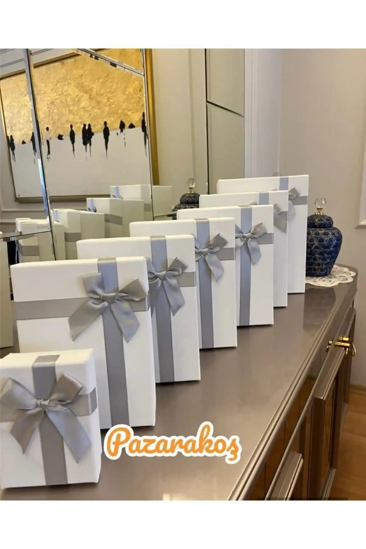Pazarkos Damat Gelin Söz Bohça Setleri Karşılaştırması Beyaz ve Siyah Fiyonklu Ürünler 1