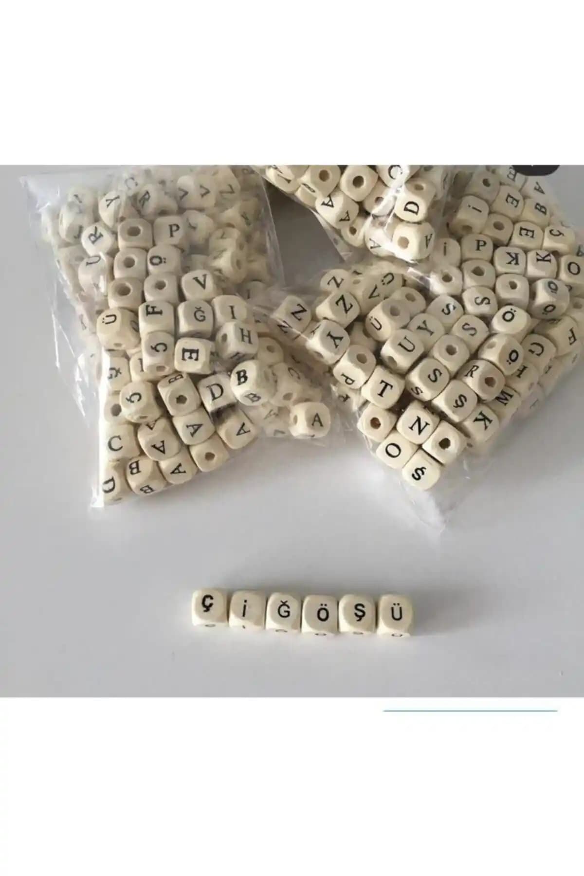 Trendhobievim Ahşap Harf Boncuk Seti Yaratıcı El Sanatları ve Eğitim İçin Uygun