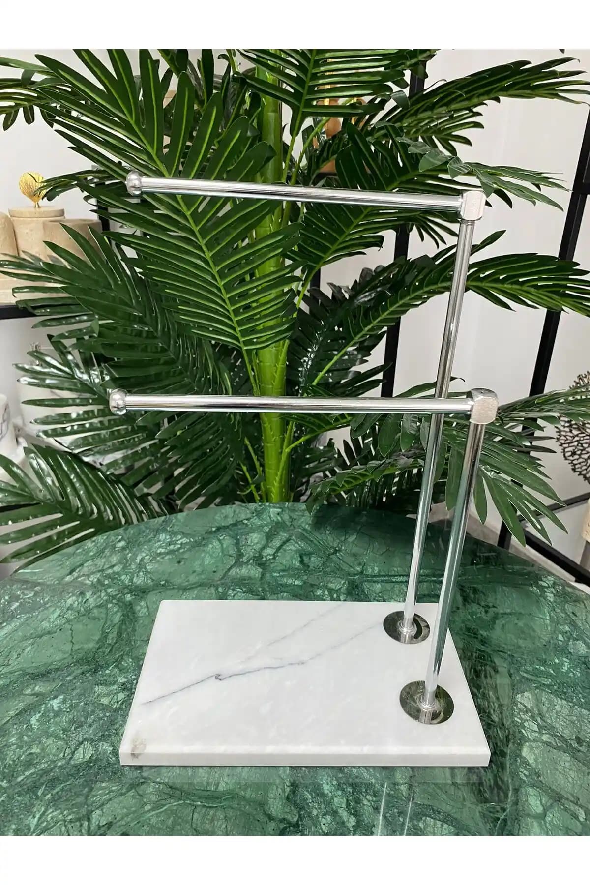 7SEPCOLLECTİON Mermer Ayaklı Metal Banyo El ve Kağıt Havluluk Standı Modern Tasarım