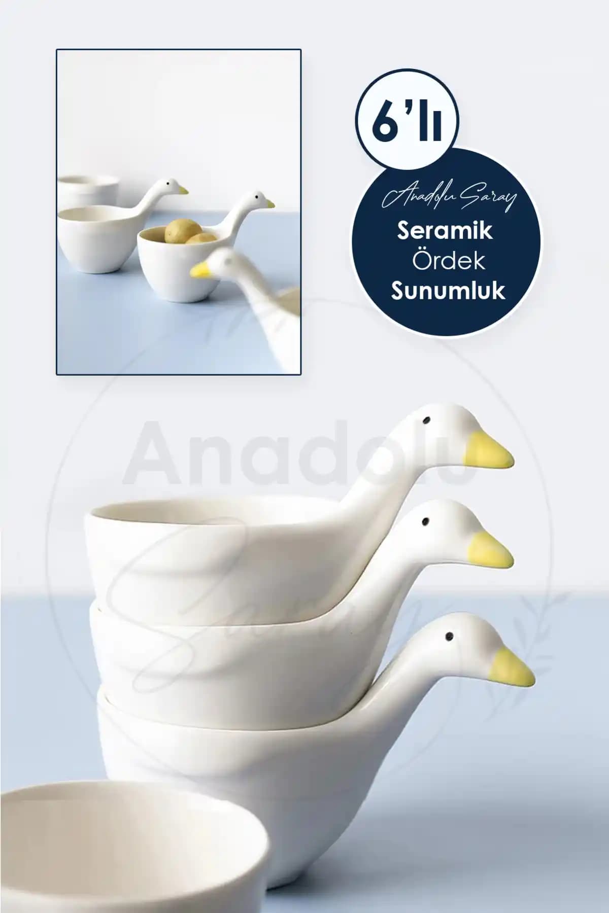 Anadolu Saray 6'lı Ördek Tasarım Seramik Servis Kasesi Estetik ve Çok Yönlü Kullanım