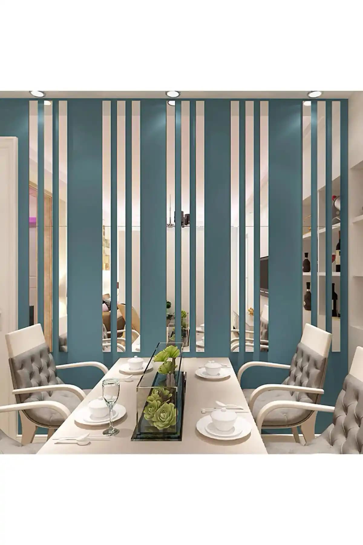 Ata Pleksi Dekoratif Şerit Gümüş Ayna Modern ve Şık Duvar Süsleme Seçeneği