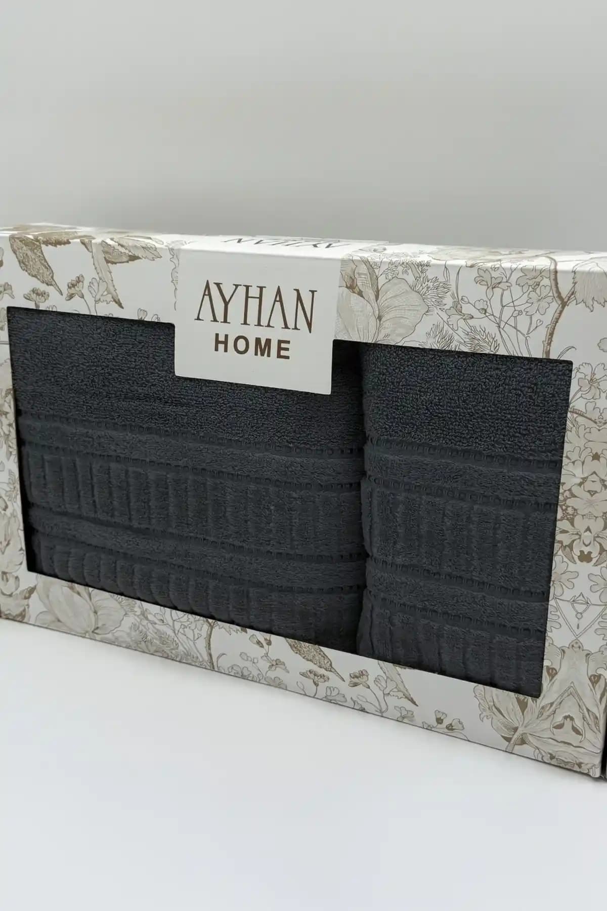 AyhanHome 2'li Jakarlı Kutulu Banyo Havlu Takımı Konfor ve Estetiği Bir Arada Sunar