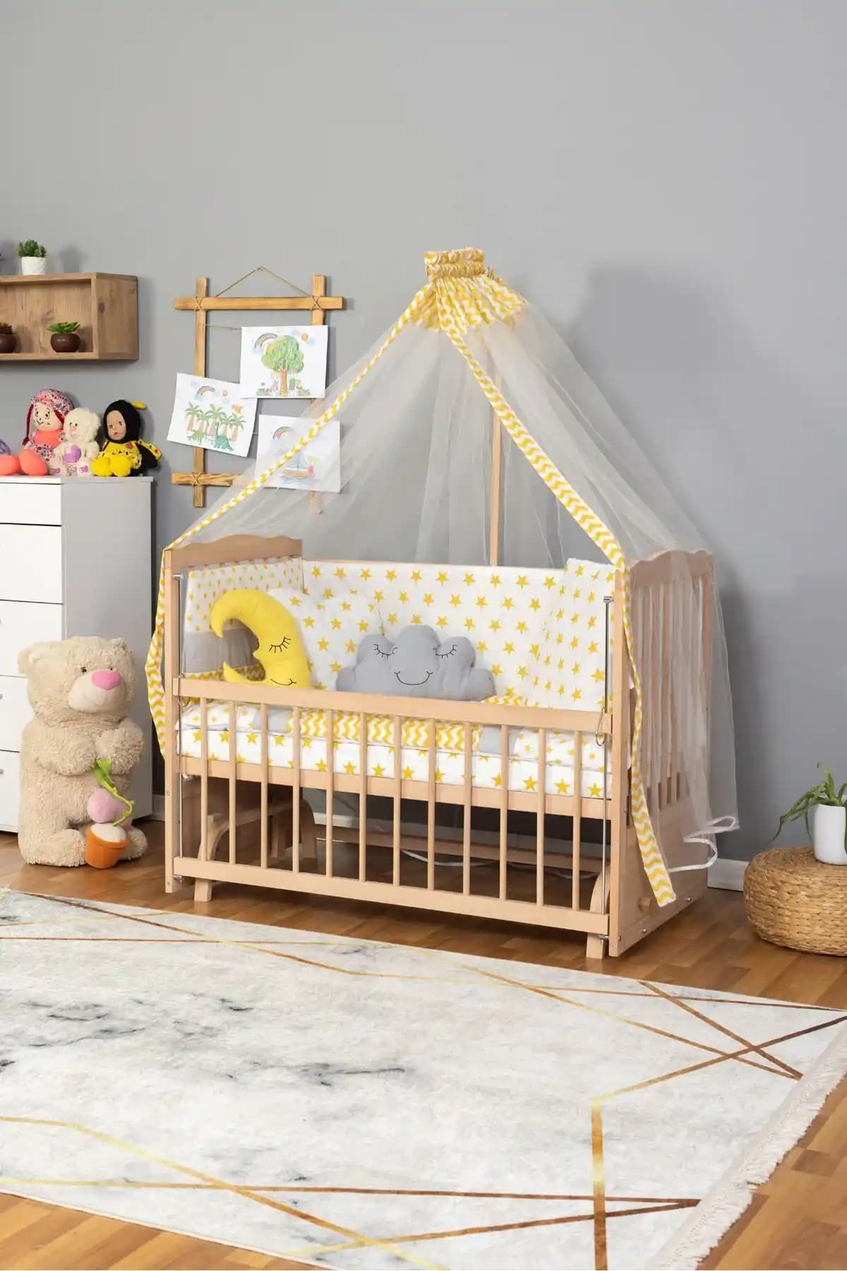 Bamgidoo Doğal Ahşap Bebek Beşiği Güvenli ve Estetik Uyku Alanı Sağlar