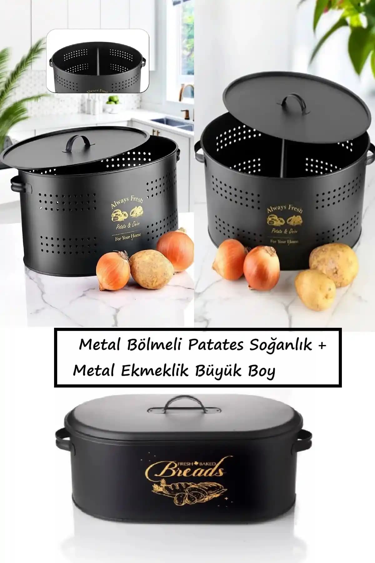 Bayev Siyah 2'li Metal Mutfak Seti: Modern ve Dayanıklı Tasarım Çözümleri