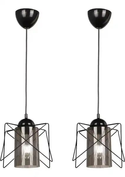 Begüsa 2 Adet Modes Siyah-Füme Akrilik Tekli Lambalar Modern İç Mekan Dekorasyonu İçin