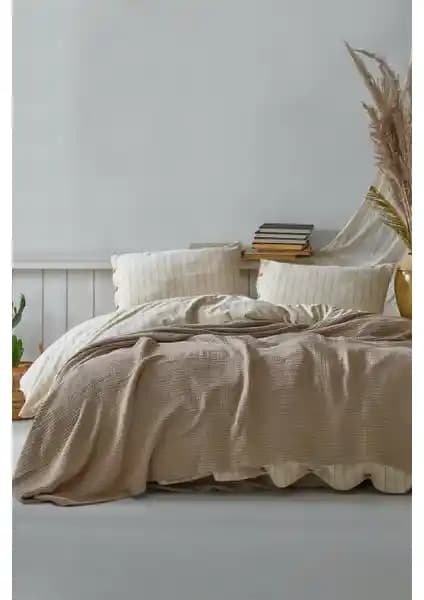 Berolige 4 Kat Müslin Pamuklu Çift Kişilik Pike Doğal ve Şık Yatak Dekorasyonu