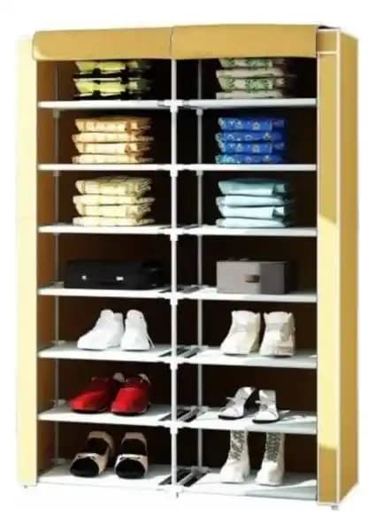 Beyaz Pazar Metal Profilli 2 Bölmeli 14 Raflı Bez Ayakkabılık Detaylı İnceleme